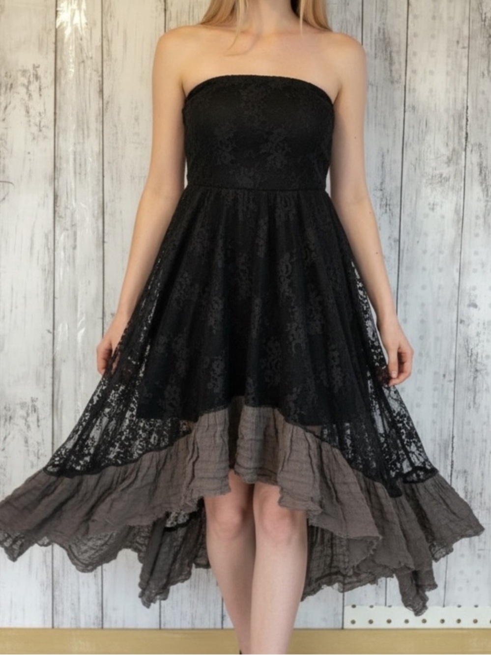 Free People Lace Convertible Slip Black Small